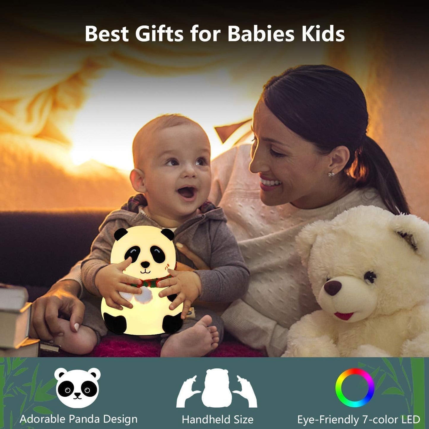 Panda Night Lamp, Panda Touch Silicone Lamp, 7 Colour Changing