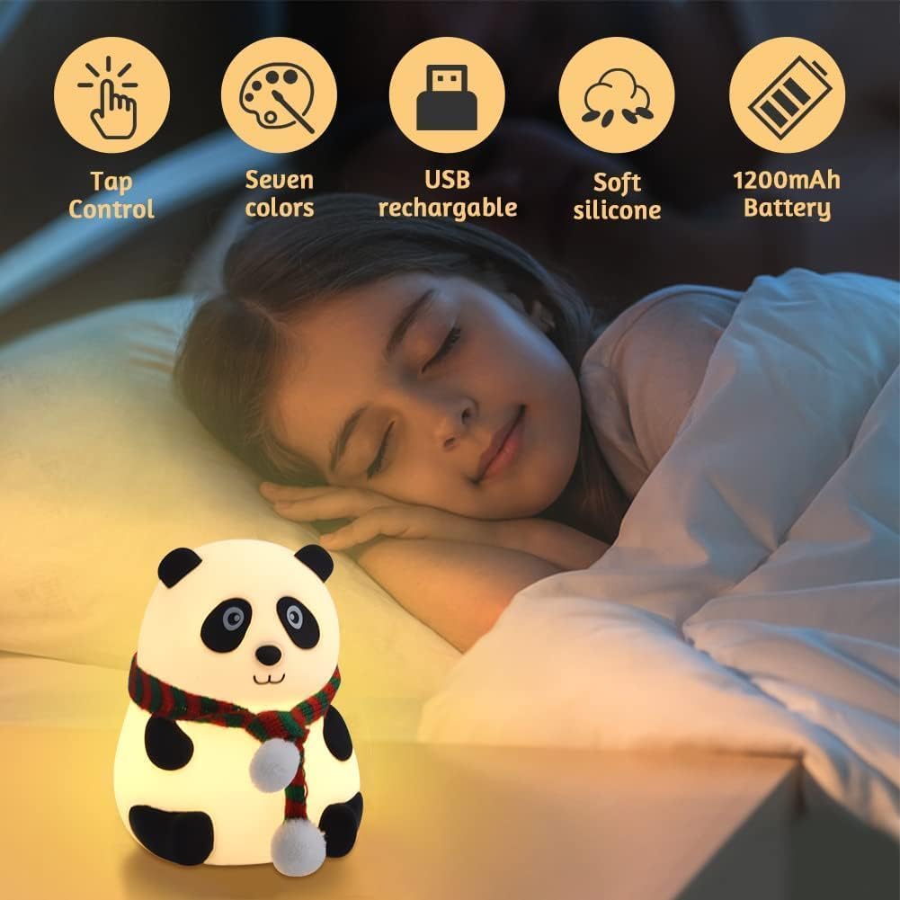 Panda Night Lamp, Panda Touch Silicone Lamp, 7 Colour Changing