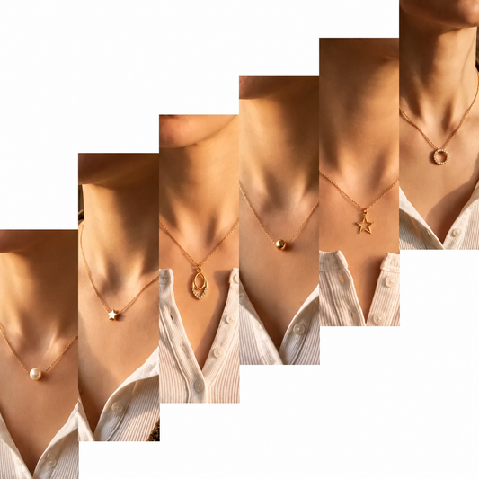 Shimmering Pack of 6 Gold Plated Necklaces for Girls & Women -6 pieces